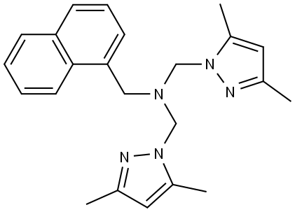 bis-(3,5-dimethylpyrazol-1-ylmethyl)naphthalen-1-ylmethylamine Structure