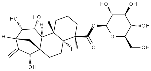 Kaur-16-en-18-oic acid, 11,12,15-trihydroxy-, β-D-glucopyranosyl ester, (4α,11β,12β,15β)- Structure