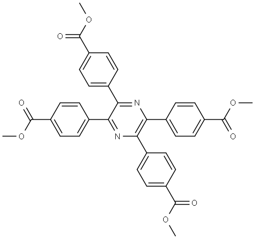 Benzoic acid, 4,4',4'',4'''-(2,3,5,6-pyrazinetetrayl)tetrakis-, 1,1',1'',1'''-tetramethyl ester Structure