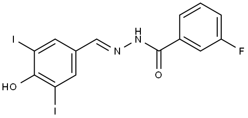 Benzoic acid, 3-fluoro-, (2E)-2-[(4-hydroxy-3,5-diiodophenyl)methylene]hydrazide 구조식 이미지