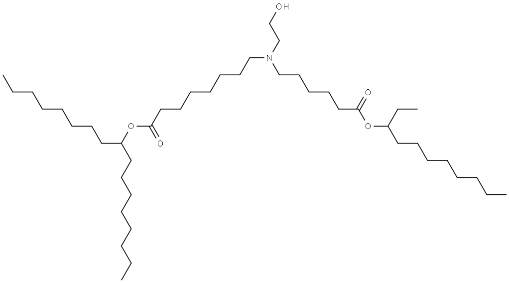 heptadecan-9-yl 8-((2-hydroxyethyl)(6-oxo-6-(undecan-3-yloxy)hexyl)amino)octanoate Structure