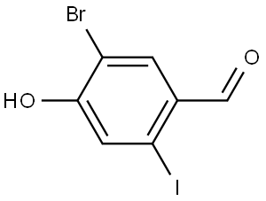 5-Bromo-4-hydroxy-2-iodobenzaldehyde 구조식 이미지