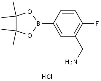 [2-fluoro-5-(tetramethyl-1,3,2-dioxaborolan-2-yl)phenyl]methanamine hydrochloride Structure