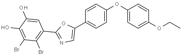 1,2-Benzenediol, 3,4-dibromo-5-[5-[4-(4-ethoxyphenoxy)phenyl]-2-oxazolyl]- Structure