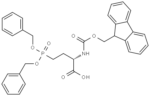 Butanoic acid, 4-[bis(phenylmethoxy)phosphinyl]-2-[[(9H-fluoren-9-ylmethoxy)carbonyl]amino]-, (2S)- Structure