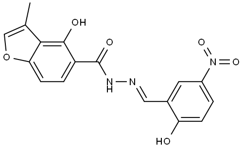 4-Hydroxy-3-methyl-5-benzofurancarboxylic acid (2E)-2-[(2-hydroxy-5-nitrophenyl)... . Structure