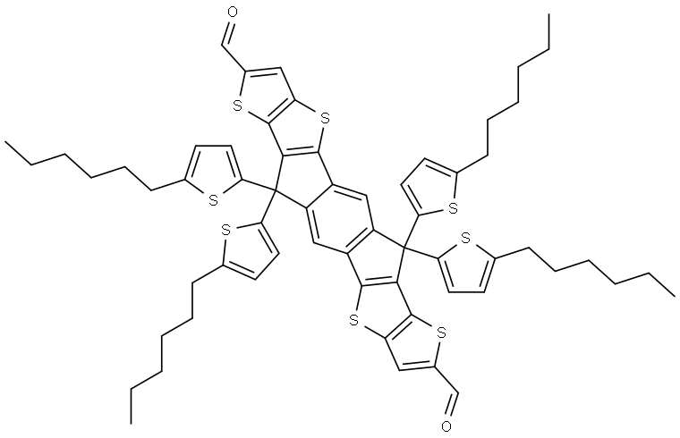 Dithieno[2,3-d:2',3'-d']-s-indaceno[1,2-b:5,6-b']dithiophene-2,8-dicarboxaldehyde, 6,6,12,12-tetrakis(5-hexyl-2-thienyl)-6,12-dihydro- Structure