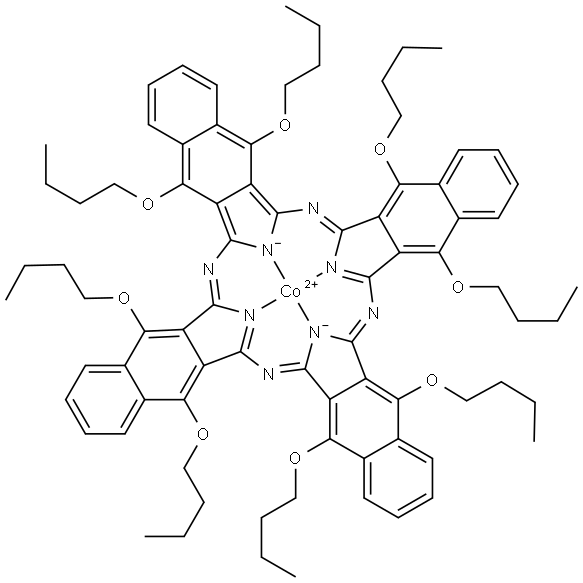 Cobalt, [5,9,14,18,23,27,32,36-octabutoxy-37H,39H-tetranaphtho[2,3-b:2′,3′-g:2′′,3′′-l:2′′′,3′′′-q]porphyrazinato(2-)-κN37,κN38,κN39,κN40]-, (SP-4-1)- Structure