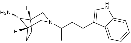 3-Azabicyclo[3.2.1]octan-8-amine, 3-[3-(1H-indol-3-yl)-1-methylpropyl]-, (8-anti)- Structure