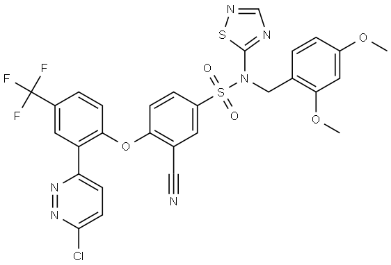 4-[2-(6-Chloro-3-pyridazinyl)-4-(trifluoromethyl)phenoxy]-3-cyano-N-[(2,4-dimeth… Structure