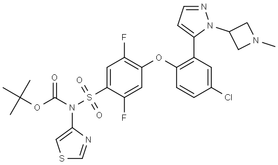 1,1-Dimethylethyl N-[[4-[4-chloro-2-[1-(1-methyl-3-azetidinyl)-1H-pyrazol-5-yl]p… Structure