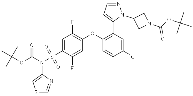 1,1-Dimethylethyl 3-[5-[5-chloro-2-[4-[[[(1,1-dimethylethoxy)carbonyl]-4-thiazol… Structure