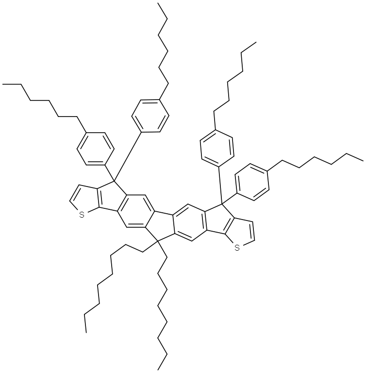 4,4,7,7-tetrakis(4-hexylphenyl)-7,12-dihydro-12,12-dioctyl-4H-Thieno[2'',3'':1',2']indeno[5',6':5,6]-s-indaceno[1,2-b]thiophene Structure