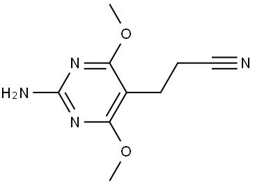 3-(2-Amino-4,6-dimethoxypyrimidin-5-yl)propanenitrile 구조식 이미지