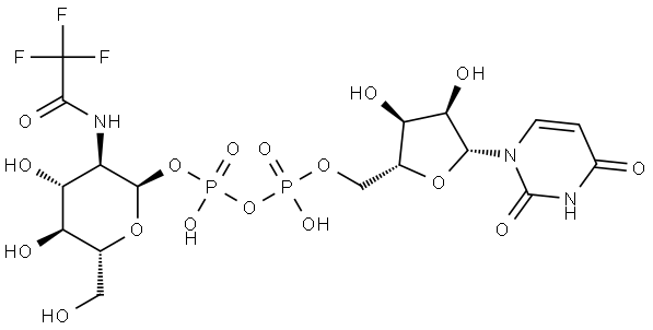 Uridine 5'-(trihydrogen diphosphate), P'-[2-deoxy-2-[(2,2,2-trifluoroacetyl)amino]-α-D-glucopyranosyl] ester Structure