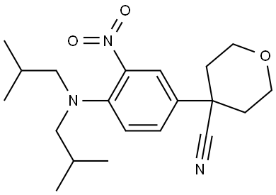 4-(4-(diisobutylamino)-3-nitrophenyl)tetrahydro-2H-pyran-4-carbonitrile Structure