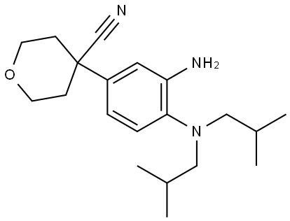 4-(3-amino-4-(diisobutylamino)phenyl)tetrahydro-2H-pyran-4-carbonitrile Structure