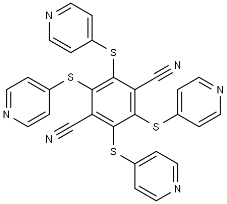 2,3,5,6-Tetrakis(pyridin-4-ylthio)terephthalonitrile Structure