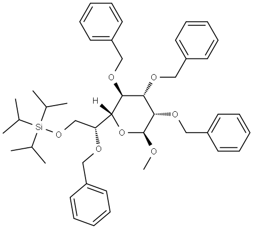 ((R)-2-(benzyloxy)-2-((2R,3S,4S,5S,6S)-3,4,5-tris(benzyloxy)-6-methoxytetrahydro-2H-pyran-2-yl)ethoxy)triisopropylsilane Structure