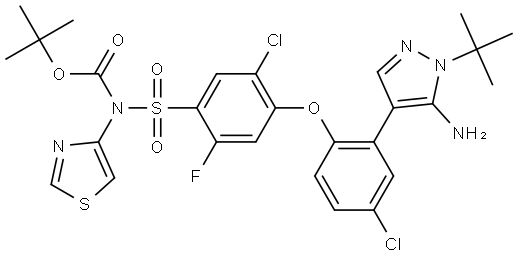 1,1-Dimethylethyl N-[[4-[2-[5-amino-1-(1,1-dimethylethyl)-1H-pyrazol-4-yl]-4-chl… Structure