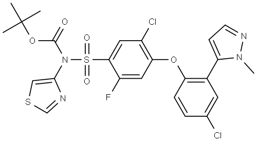 1,1-Dimethylethyl N-[[5-chloro-4-[4-chloro-2-(1-methyl-1H-pyrazol-5-yl)phenoxy]-… Structure