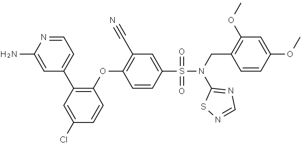 4-[2-(2-Amino-4-pyridinyl)-4-chlorophenoxy]-3-cyano-N-[(2,4-dimethoxyphenyl)meth… Structure