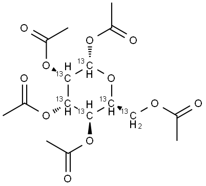 1,2,3,4,6-Penta-O-acetyl-β-D-glucopyranose-1,2,3,4,5,6-13C6 Structure