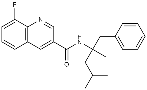 3-Quinolinecarboxamide, N-[1,3-dimethyl-1-(phenylmethyl)butyl]-8-fluoro- Structure