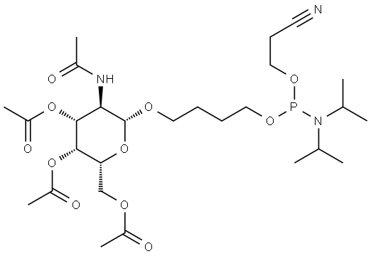 Phosphoramidous acid, N,N-bis(1-methylethyl)-, 2-cyanoethyl 4-[[3,4,6-tri-O-acetyl-2-(acetylamino)-2-deoxy-β-D-galactopy Structure