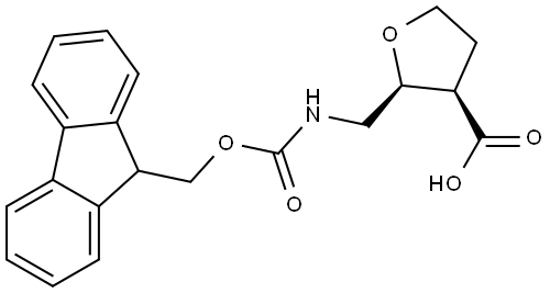 rac-(2R,3S)-2-[({[(9H-fluoren-9-yl)methoxy]carbonyl}amino)methyl]oxolane-3-carboxylic acid, cis Structure