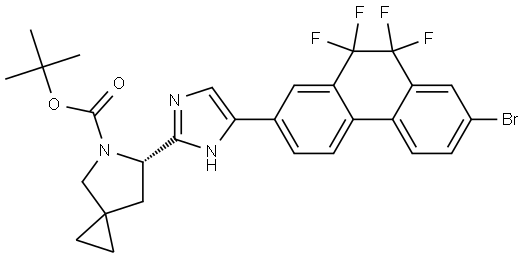 tert-Butyl(S)-6-(4-(7-bromo-9,9,10,10-tetrafluoro-9,10-dihydrophenanthrene-2-yl)-1H-imidazol-2-yl)- 5-Azaspiro[2.4]heptane-5-carboxylate Structure