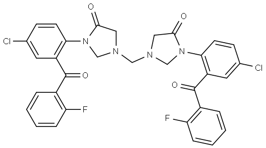 4-Imidazolidinone, 1,1'-methylenebis[3-[4-chloro-2-(o-fluorobenzoyl)phenyl]- (7CI,8CI) 구조식 이미지