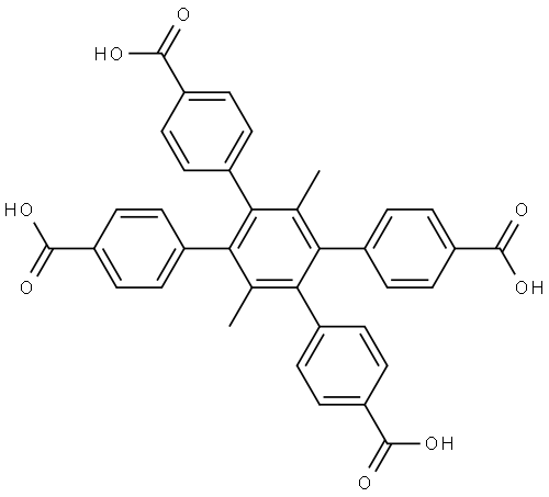 :4',5'-bis(4-carboxyphenyl)-3',6'-dimethyl-[1,1':2',1''-terphenyl]-4,4''-dicarboxylic acid Structure