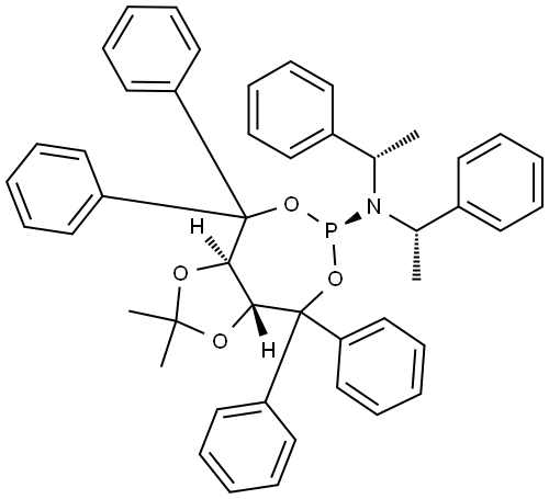 (1R,7R)-4-{(S,S)-[bis(1-phenylethyl)]amino}-9,9-dimethyl-2,2,6,6-tetraphenyl-3,5,8,10-tetraoxa-4-phosphabicyclo[5.3.0]decane Structure