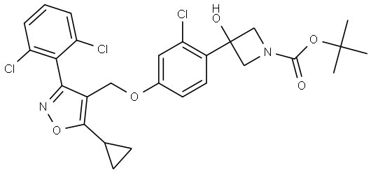 tert-butyl 3-(2-chloro-4-((5-cyclopropyl-3-(2,6-dichlorophenyl)isoxazol-4-yl)methoxy)phenyl)-3-hydroxyazetidine-1-carboxylate Structure