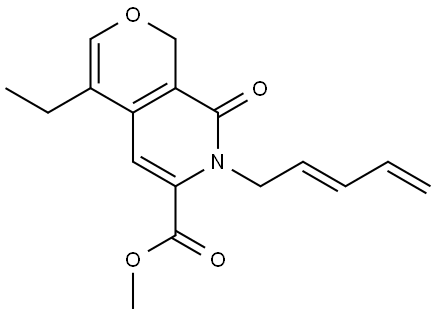 1H-Pyrano[3,4-c]pyridine-6-carboxylic acid, 4-ethyl-7,8-dihydro-8-oxo-7-(2E)-2,4-pentadien-1-yl-, methyl ester Structure