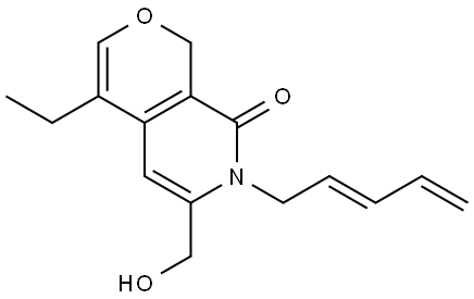 8H-Pyrano[3,4-c]pyridin-8-one, 4-ethyl-1,7-dihydro-6-(hydroxymethyl)-7-(2E)-2,4-pentadien-1-yl- Structure