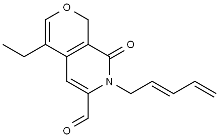 1H-Pyrano[3,4-c]pyridine-6-carboxaldehyde, 4-ethyl-7,8-dihydro-8-oxo-7-(2E)-2,4-pentadien-1-yl- Structure