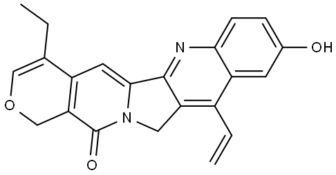 14H-Pyrano[3′,4′:6,7]indolizino[1,2-b]quinolin-14-one, 11-ethenyl-4-ethyl-1,12-dihydro-9-hydroxy- Structure