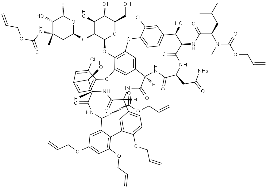 Vancomycin, 28,30,32-tri-O-2-propenyl-N3'',56-bis[(2-propenyloxy)carbonyl]-, 2-propenyl ester 구조식 이미지