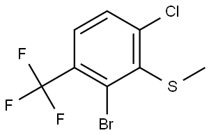 (2-bromo-6-chloro-3-(trifluoromethyl)phenyl)(methyl)sulfane Structure