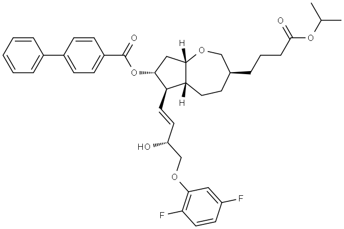 1-Methylethyl (3S,5aR,6R,7R,8aS)-7-[([1,1′-biphenyl]-4-ylcarbonyl)oxy]-6-[(1E,3R)-4-(2,5-difluorophenoxy)-3-hydroxy-1-buten-1-yl]octahydro-2H-cyclopent[b]oxepin-3-butanoate Structure