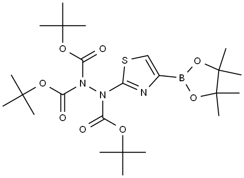 tri-tert-Butyl 2-(4-(4,4,5,5-tetramethyl-1,3,2-dioxaborolan-2-yl)thiazol-2-yl)hydrazine-1,1,2-tricarboxylate Structure