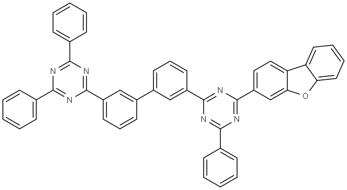 1,3,5-Triazine, 2-(3-dibenzofuranyl)-4-[3′-(4,6-diphenyl-1,3,5-triazin-2-yl)[1,1′-biphenyl]-3-yl]-6-phenyl- Structure