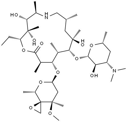 N-Desmethyl 13(4-C,4-O-methylene)-pyranosyl Azithromycin Structure