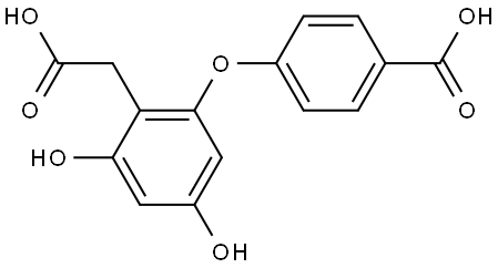 Benzeneacetic acid, 2-(4-carboxyphenoxy)-4,6-dihydroxy- Structure