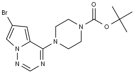 1-Piperazinecarboxylic acid, 4-(6-bromopyrrolo[2,1-f][1,2,4]triazin-4-yl)-, 1,1-dimethylethyl ester Structure