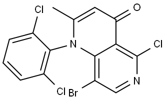 8-bromo-5-chloro-1-(2,6-dichlorophenyl)-2-methyl-1,6-naphthyridin-4(1H)-one Structure