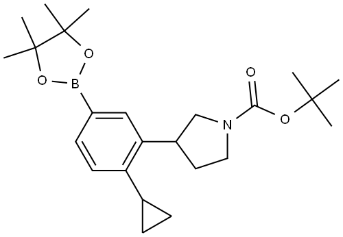tert-butyl 3-(2-cyclopropyl-5-(4,4,5,5-tetramethyl-1,3,2-dioxaborolan-2-yl)phenyl)pyrrolidine-1-carboxylate Structure