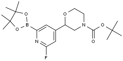 tert-Butyl 2-(2-fluoro-6-(4,4,5,5-tetramethyl-1,3,2-dioxaborolan-2-yl)pyridin-4-yl)morpholine-4-carboxylate 구조식 이미지